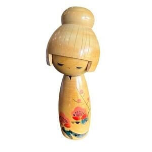 6.5" Vintage Wood Japanese Kokeshi Doll Hand Painted by Takeshi KOE587